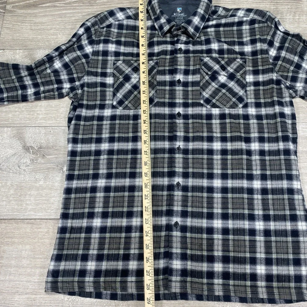Kuhl Men's‎ Dillingr Flannel Shirt Long Sleeve Outdoor Hiking Metal Button Flap